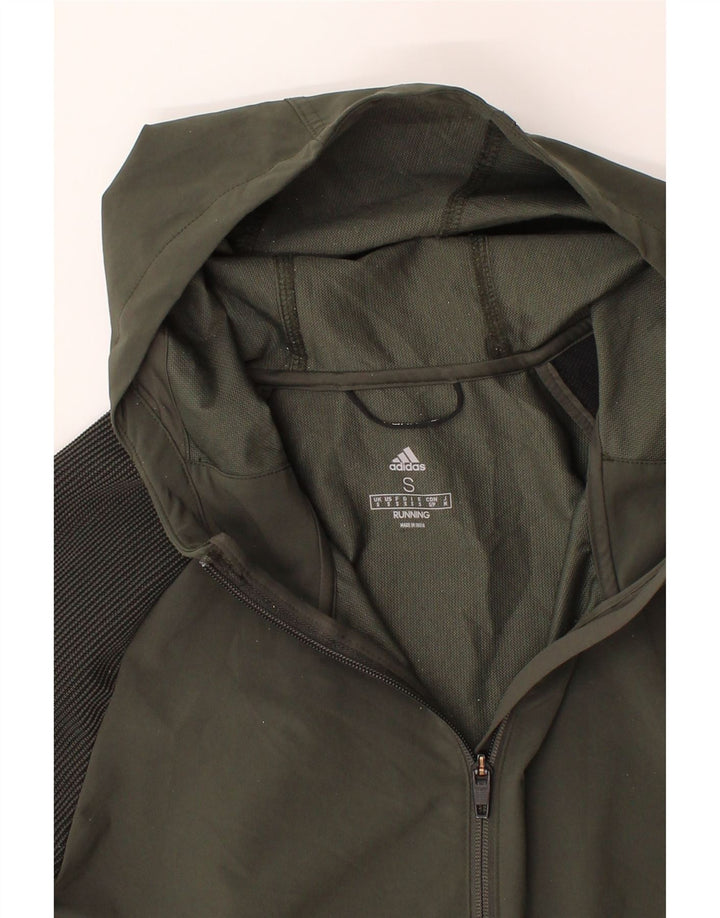 ADIDAS Mens Zip Hoodie Sweater Small Green Colourblock Polyester Vintage Adidas and Second-Hand Adidas from Messina Hembry 