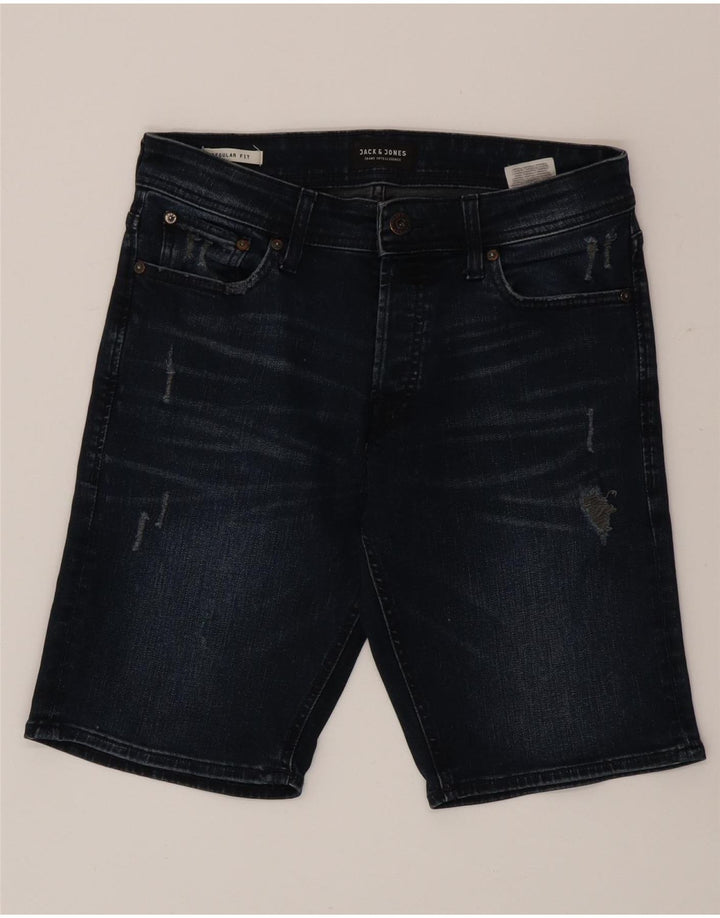 Pantaloncini di jeans vestibilità regolare da uomo Jack & Jones piccoli W29 cotone blu navy