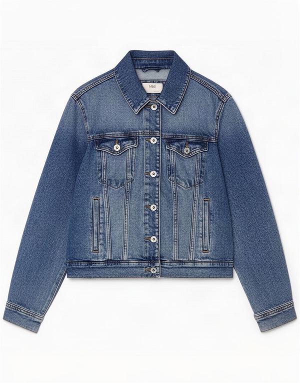 Giacca di jeans da donna Marks & Spencer UK 12 Cotone blu medio