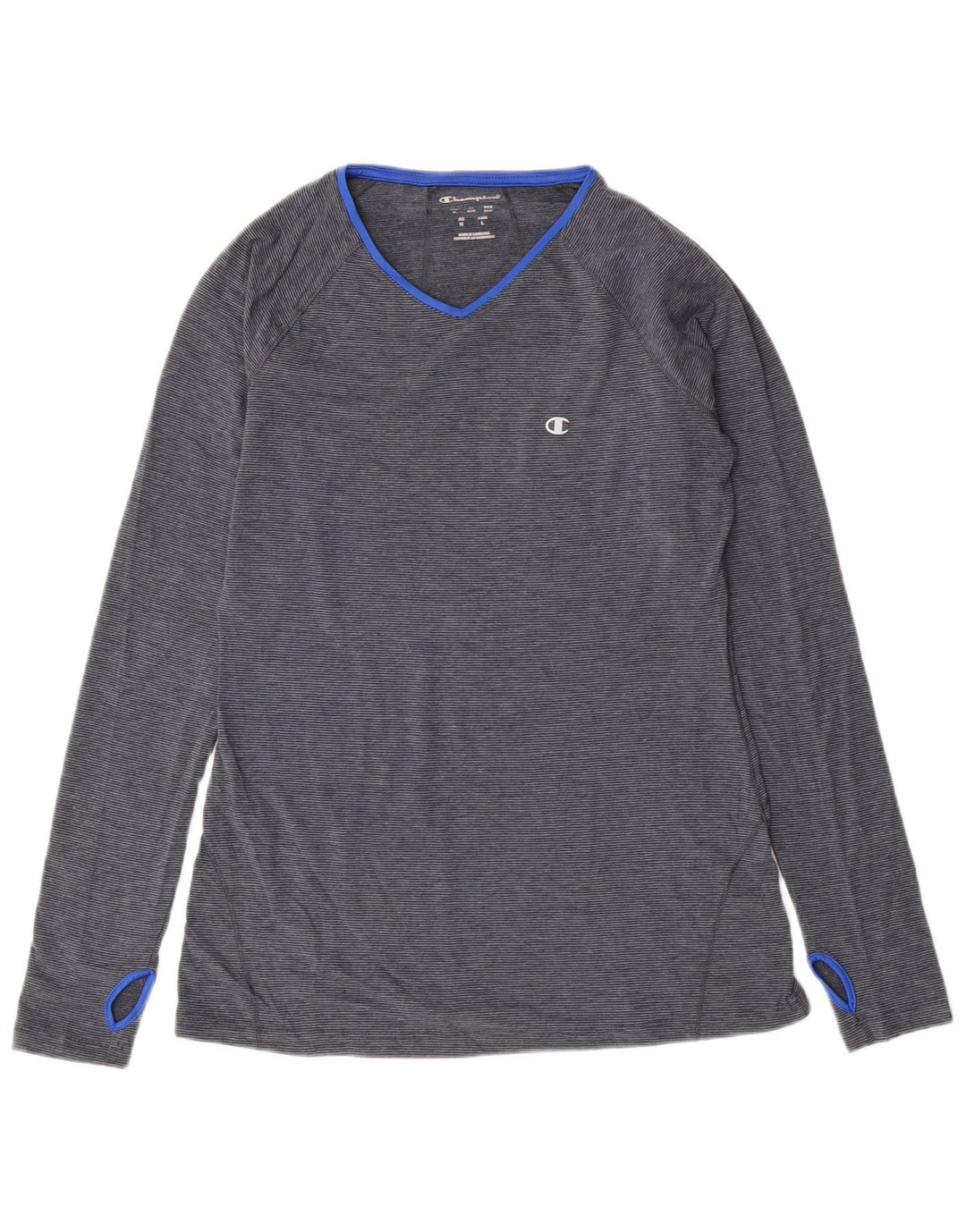 Maglia a maniche lunghe da donna Champion UK 12 Poliestere gessato blu medio