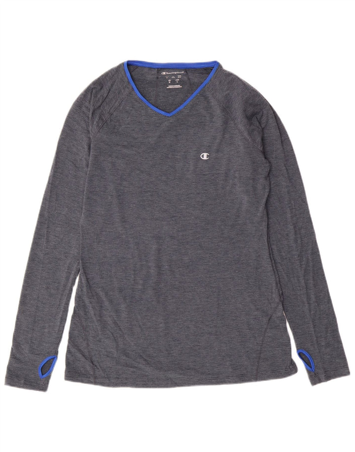 Maglia a maniche lunghe da donna Champion UK 12 Poliestere gessato blu medio