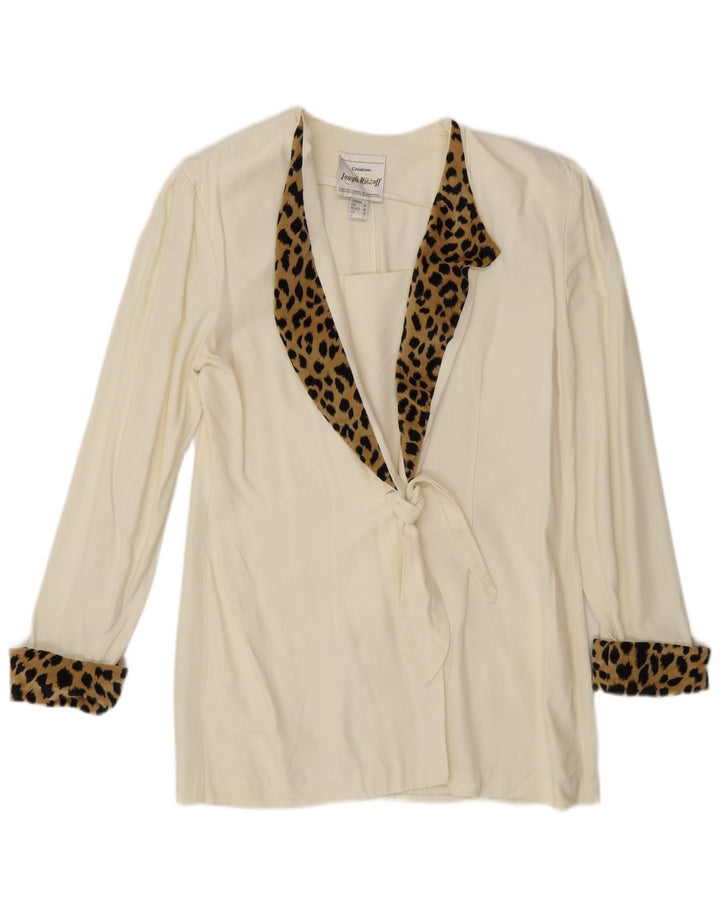 Giacca blazer da donna Joseph Ribkoff UK 12 media stampa animalier bianco sporco