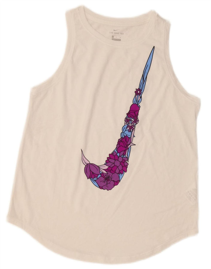Canotta grafica NIKE per ragazze Dri Fit 13-14 anni XL poliestere bianco