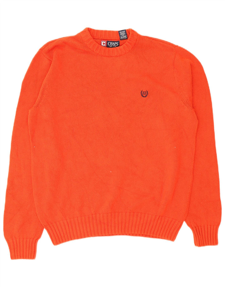 Chaps Uomo Maglione Girocollo Maglione Grande Cotone Arancione