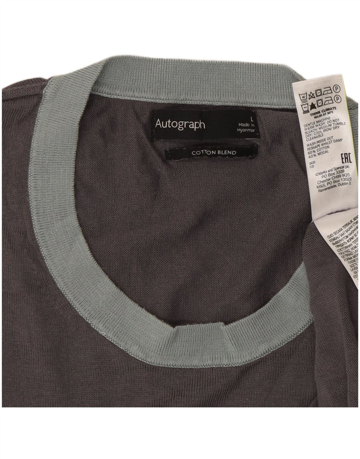 T-shirt autografa da uomo Marks & Spencer grande in cotone grigio