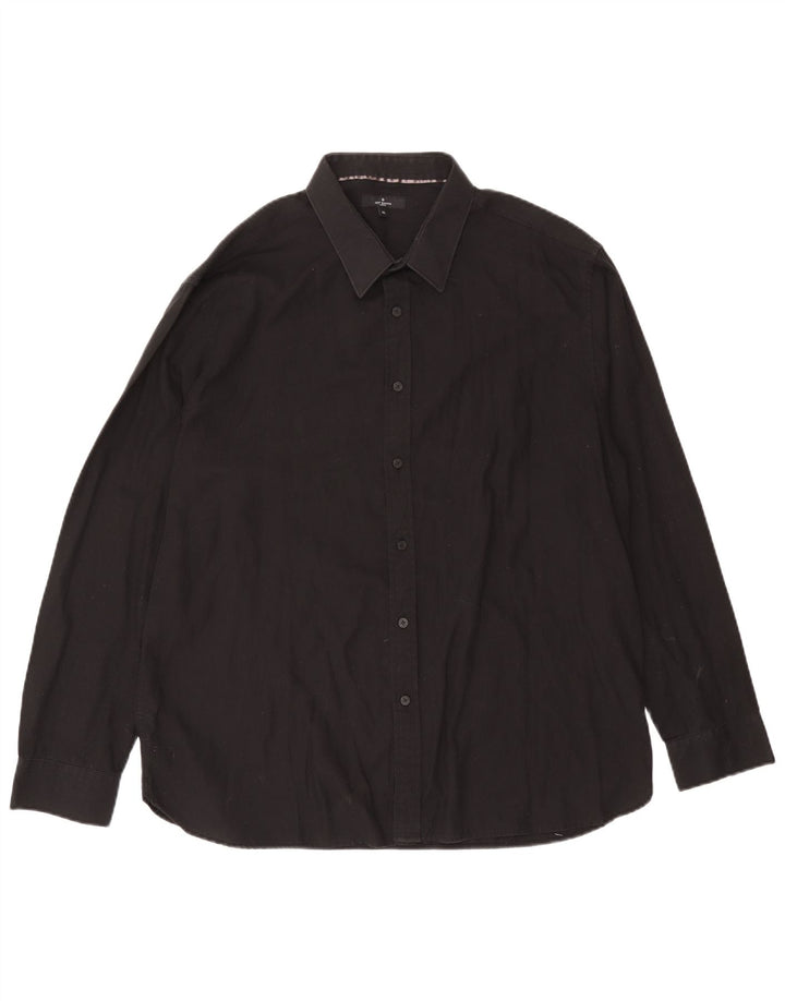 Camicia da uomo Jeff Banks XL in cotone gessato nero