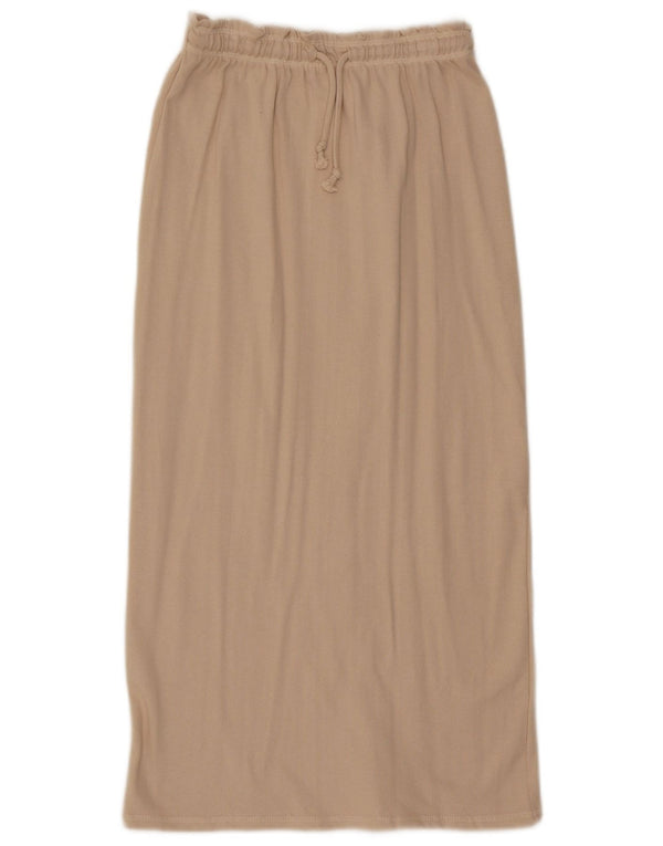 Zara Womens Midi Skirt Small W26 Beige Cotton