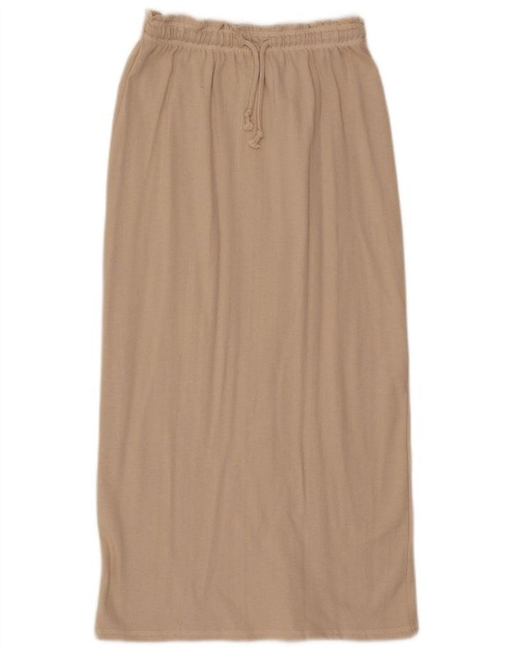 Zara Womens Midi Skirt Small W26 Beige Cotton
