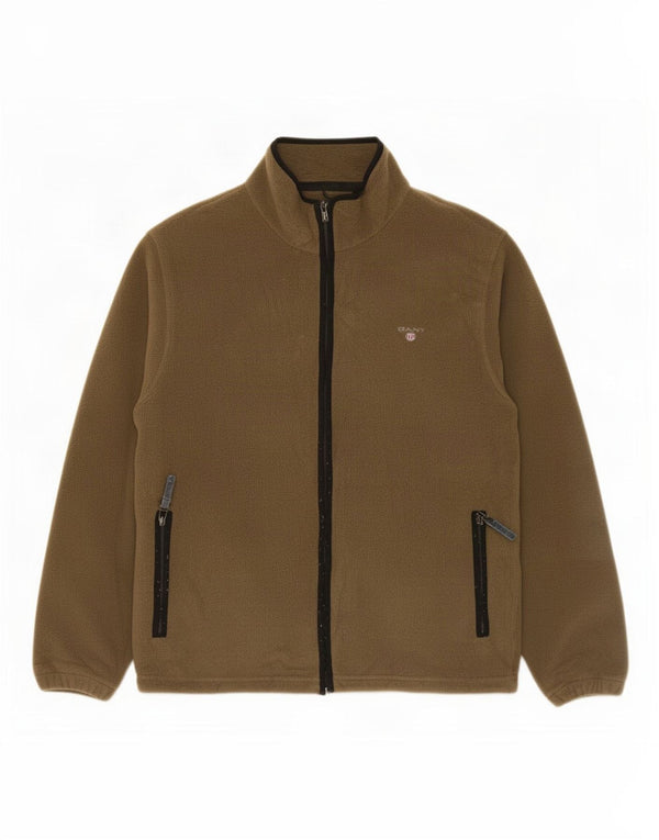 Gant Mens Fleece Jacket UK 38 Medium Khaki Polyester