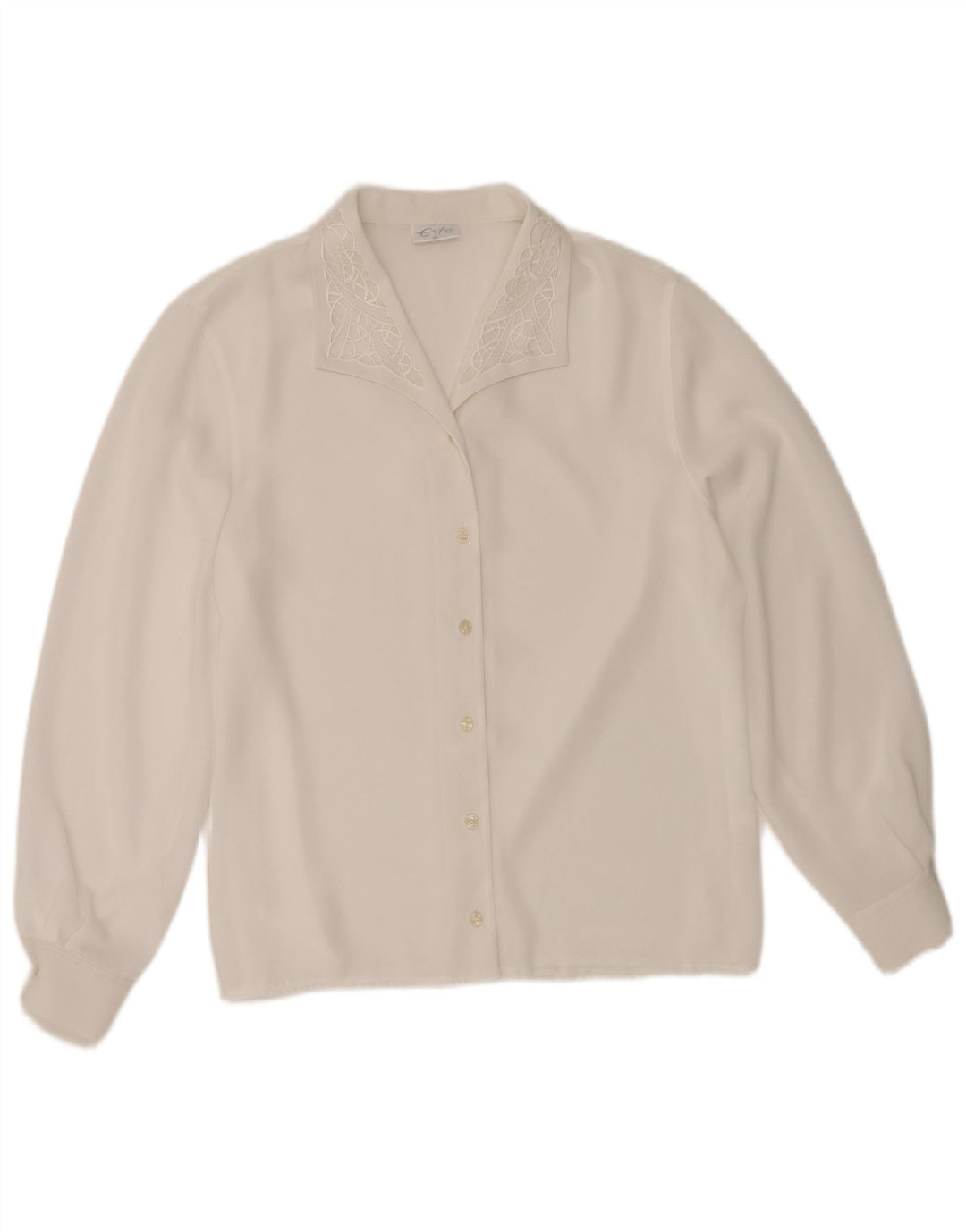 Camicetta camicia vintage da donna EU 40 poliestere bianco medio