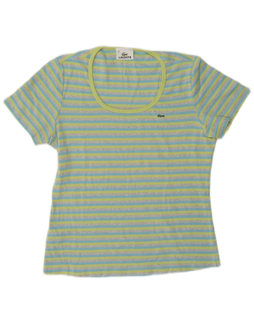 T-shirt da donna Lacoste taglia 42 grande in cotone a righe blu