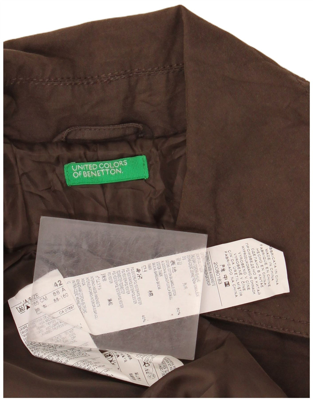 Trench Donna BENETTON IT 42 Cotone Marrone Medio