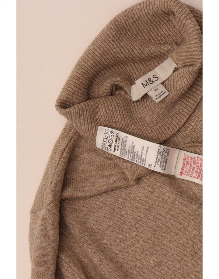 Maglione maglione oversize da donna Marks & Spencer con collo alto UK 6 XS Beige