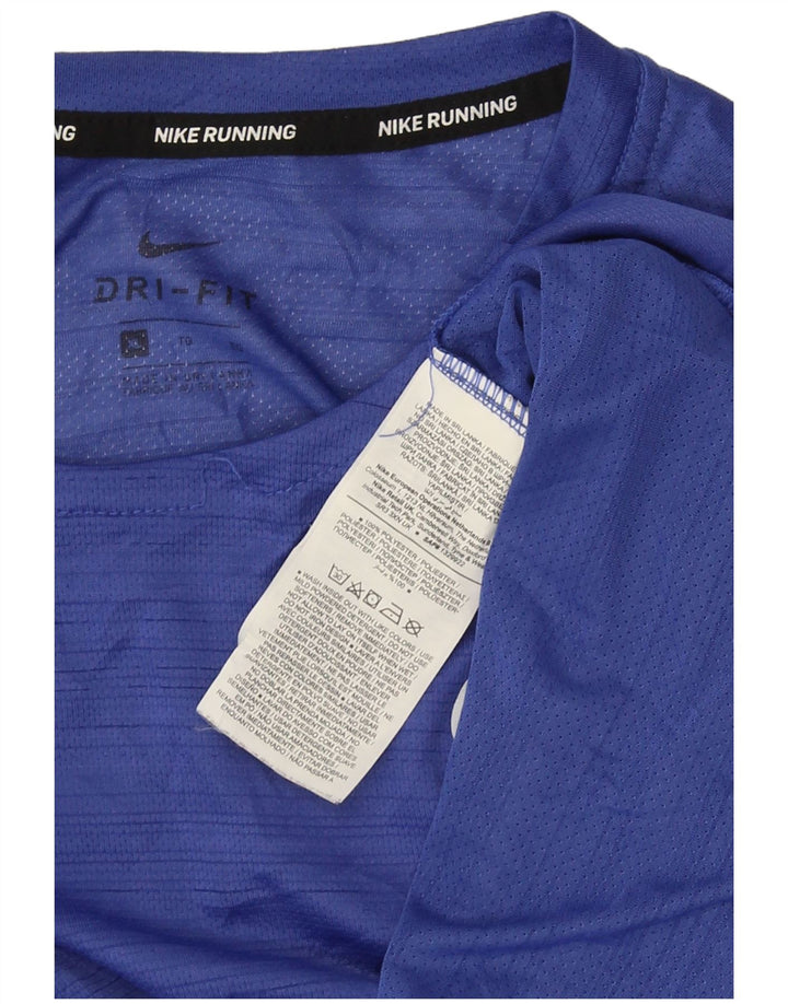 T-shirt da uomo Nike Dri Fit Top XL in poliestere a righe blu