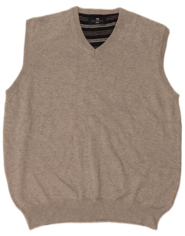 Canotta da uomo Marks & Spencer blu Harbour, grande cotone chiazzato grigio