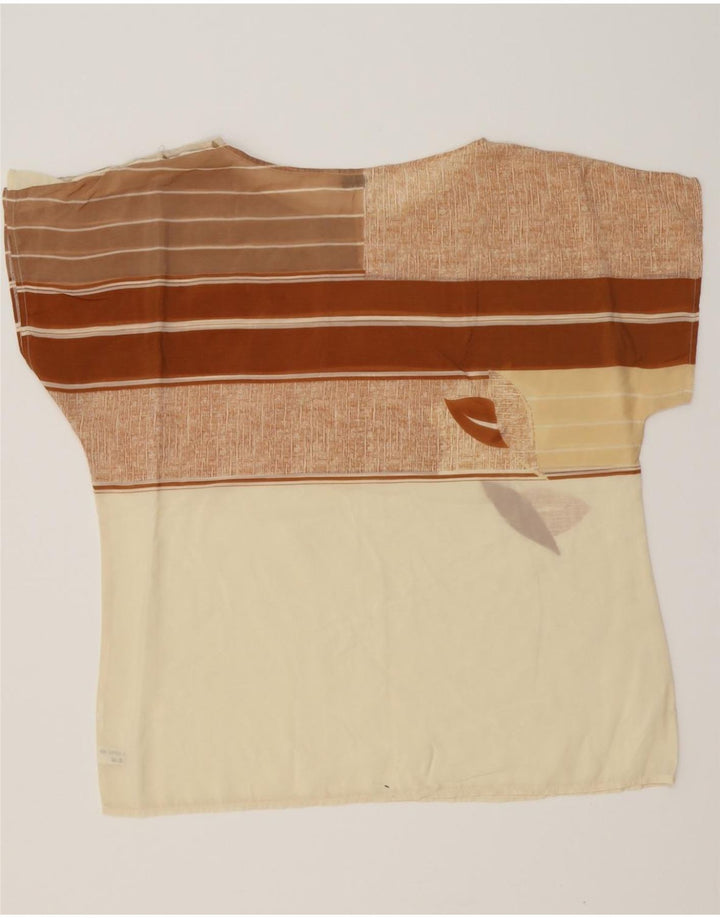VINTAGE Womens Blouse Top IT 46 Large Beige Striped Acetate Vintage Vintage and Second-Hand Vintage from Messina Hembry 