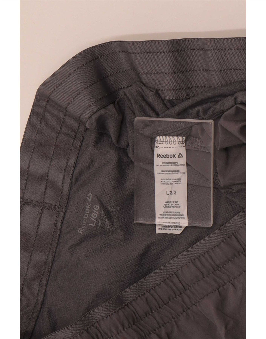 Pantaloncini sportivi Reebok da uomo con grafica, grandi, in poliestere grigio