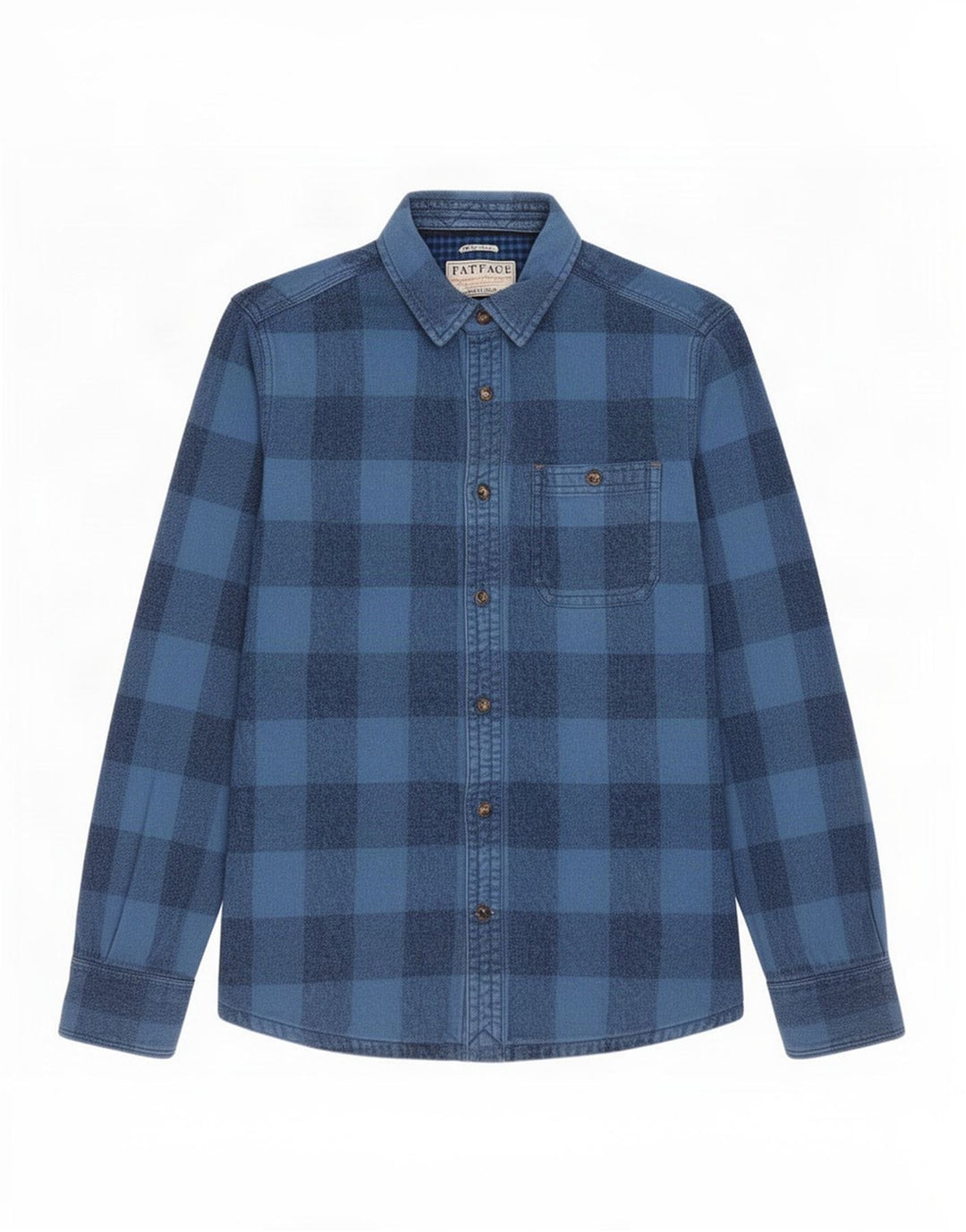 Camicia da uomo in flanella Fat Face in cotone a quadri blu piccolo
