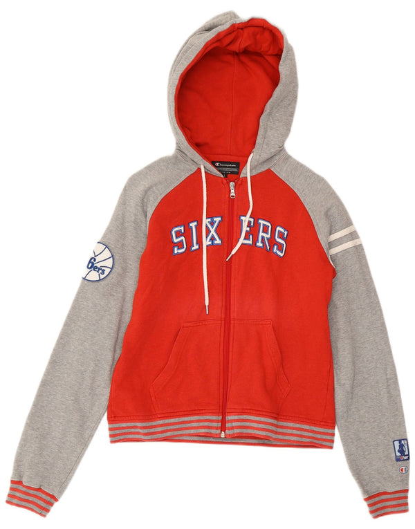 Felpa con cappuccio e zip grafica da donna CHAMPION UK 14 Large Red Colourblock