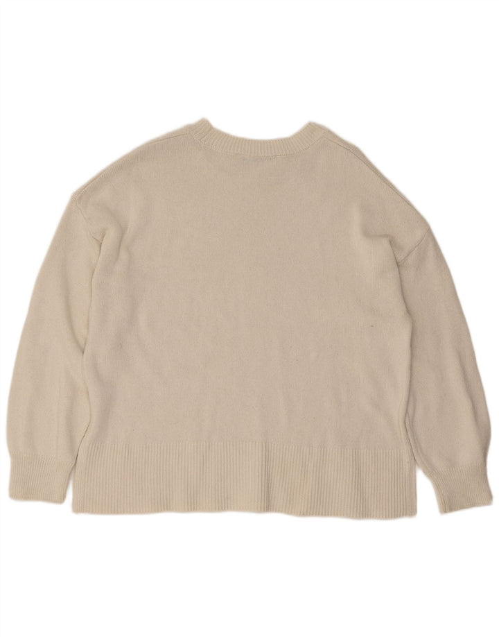 Maglione maglione oversize con scollo a barca da donna Zara UK 14 medio bianco sporco