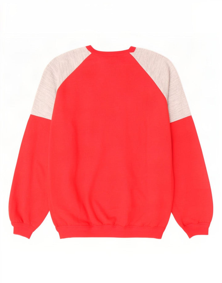 Felpa grafica da uomo vintage in cotone color block rosso medio