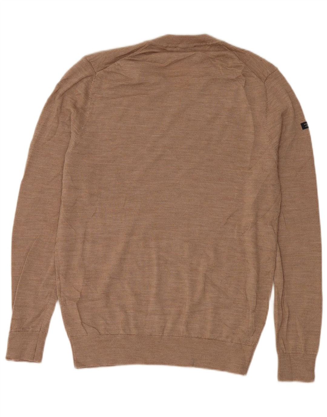 Maglione da uomo con scollo a V Superdry in lana merino beige medio
