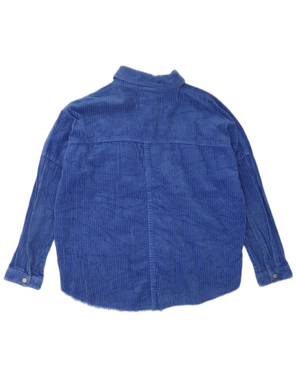 Camicia Zara da donna in velluto a coste oversize con maniche a 3/4 UK 10 Small in cotone blu