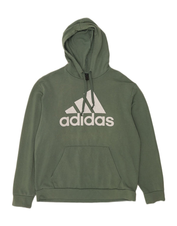 Felpa con cappuccio grafica da uomo Adidas Large in cotone verde