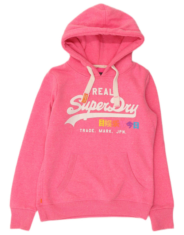 Felpa con cappuccio grafica da donna Superdry UK 10 Small Poliestere chiazzato rosa