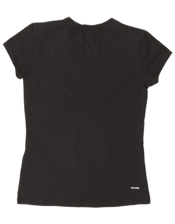 T-shirt grafica Adidas Climalite da donna Top UK 14 grande cotone nero