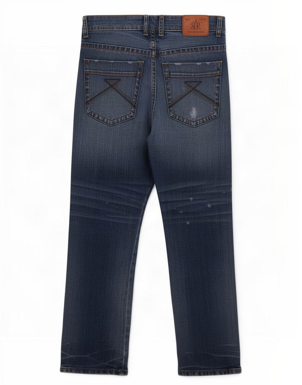 Jeans dritti invecchiati da uomo Armani Exchange W31 L31 blu maculato