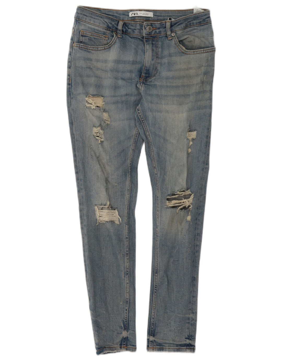 Jeans slim invecchiati da uomo Zara EU 40 medio W31 L29 cotone blu