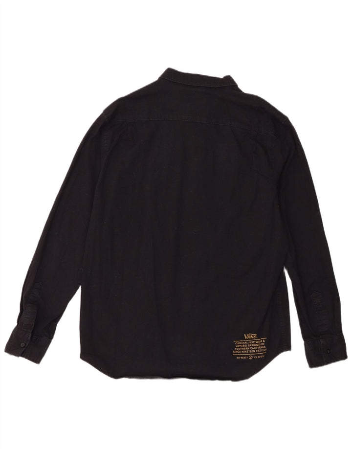 Camicia grafica da uomo Vans grande in cotone gessato nero