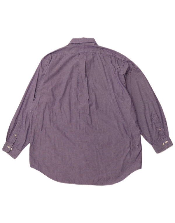 RALPH LAUREN Camicia da uomo Yarmouth vestibilità ampia taglia 17 XL gessato viola