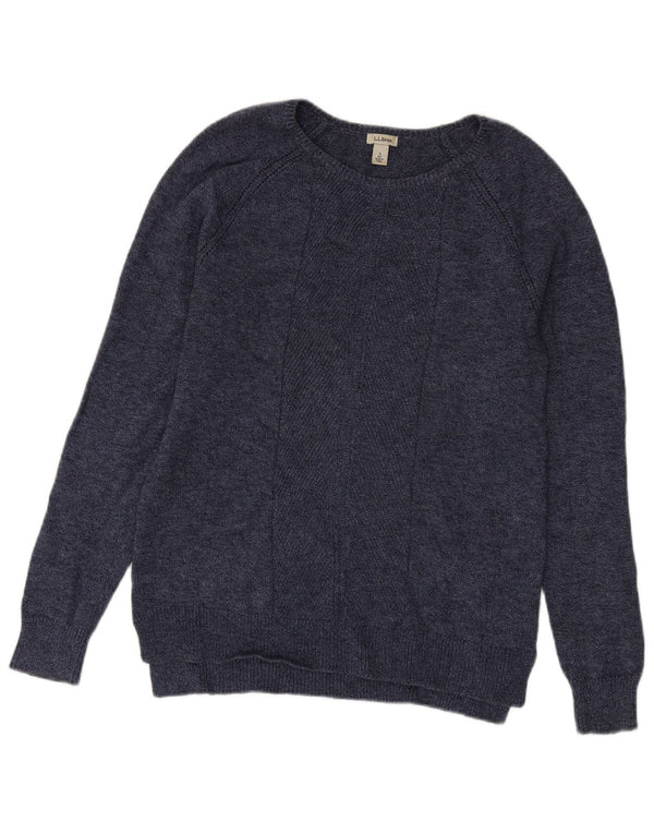 L.L.Bean Mens Boat Neck Jumper Sweater Small Navy Blue Flecked Cotton