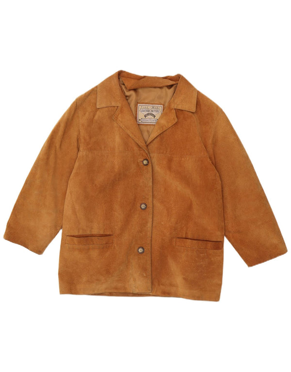 Giacca vintage da donna in pelle scamosciata IT 48 XL in pelle marrone