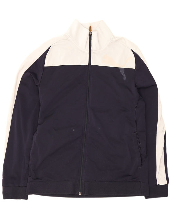Puma Mens Tracksuit Top Jacket Large Navy Blue Colourblock