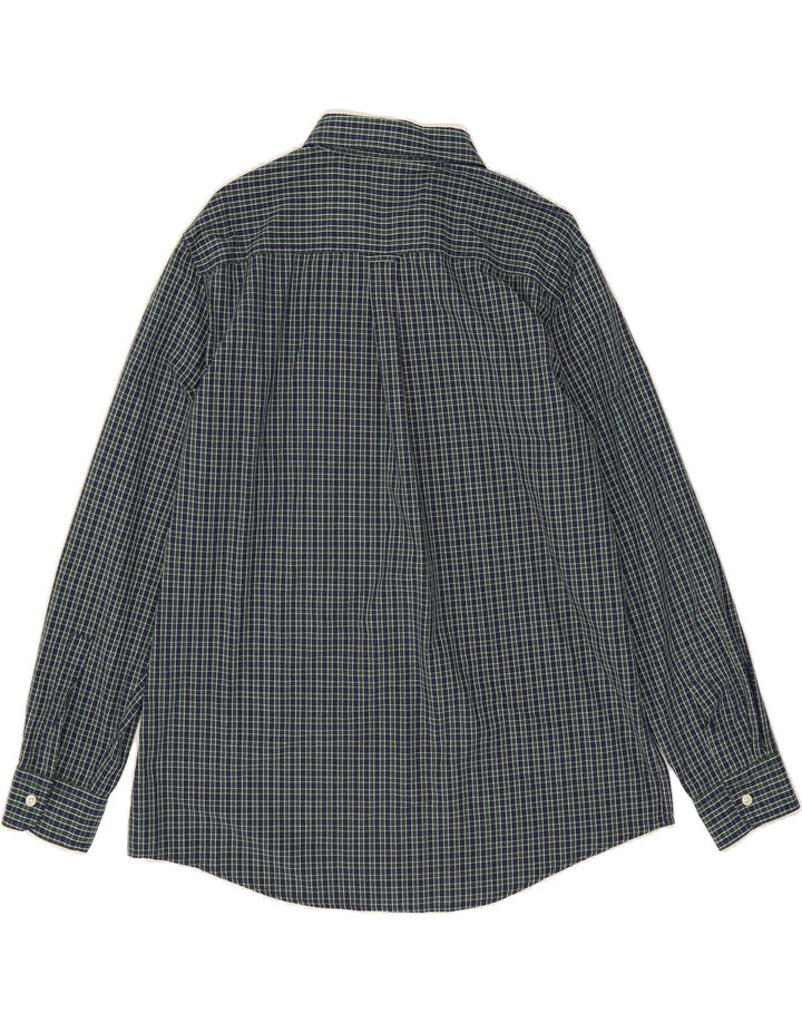 CHAPS Mens Shirt Large Navy Blue Check Cotton Vintage Chaps and Second-Hand Chaps from Messina Hembry 