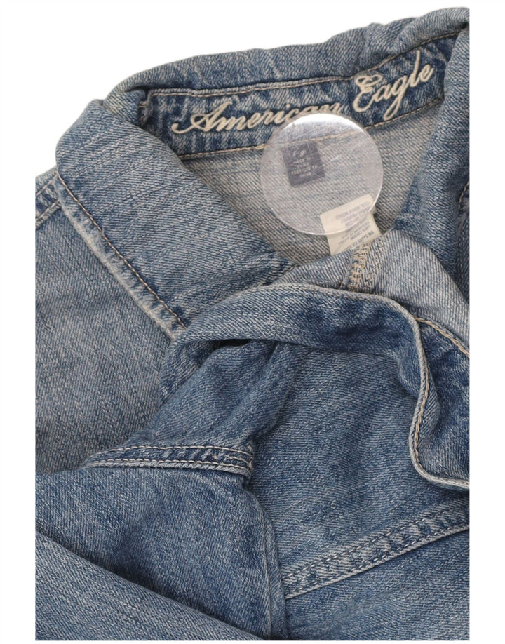 AMERICAN EAGLE Womens Crop Denim Jacket UK 14 Large Blue Cotton