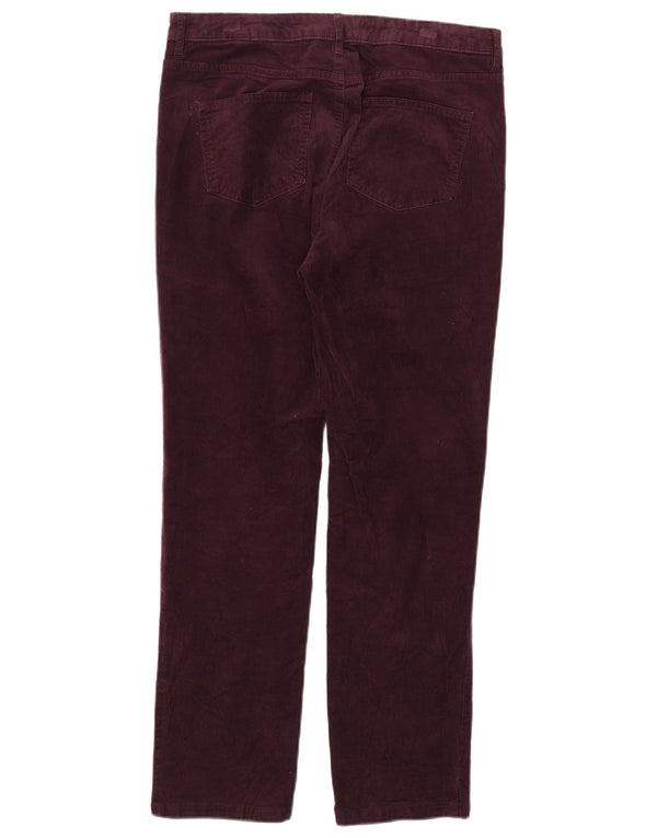Marks & Spencer Womens Corduroy Trousers UK 14 Large W32 L27 Burgundy