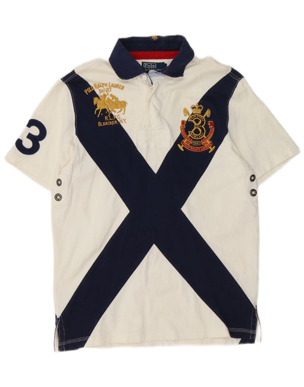 Polo Ralph Lauren da uomo con grafica da rugby, polo piccola bianca a blocchi di colore