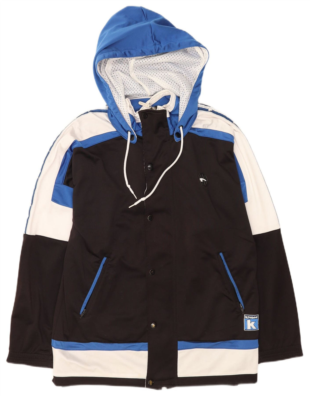 Giacca da tuta da uomo con cappuccio Kronos, poliestere color block medio nero