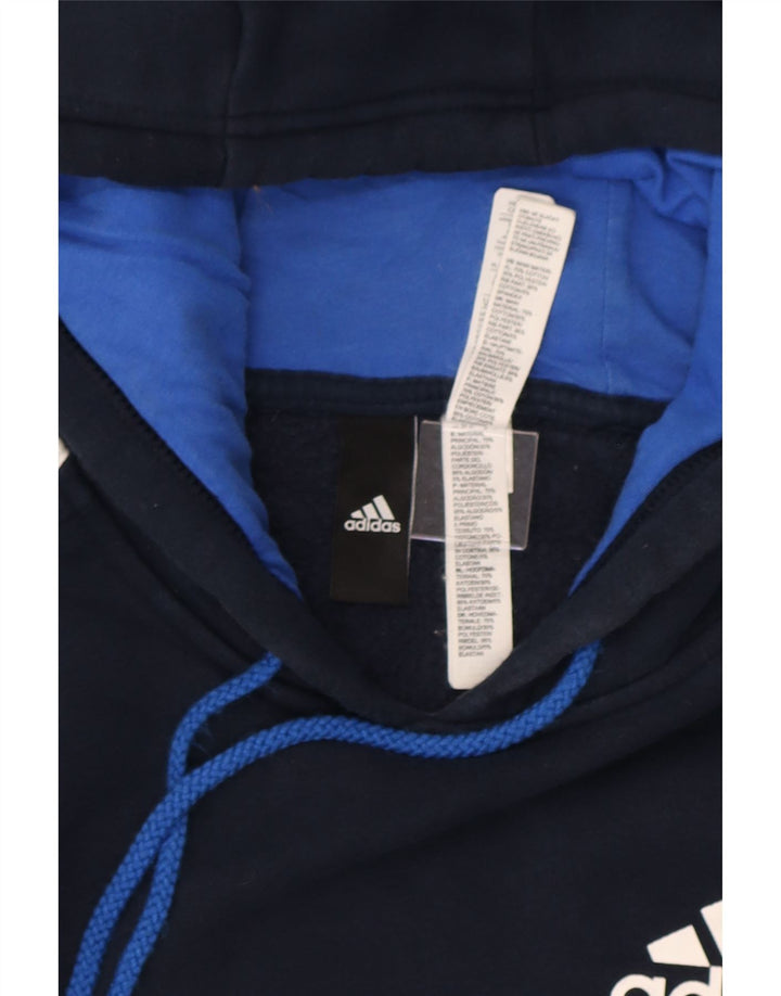 Felpa con cappuccio da uomo Adidas media in cotone blu navy