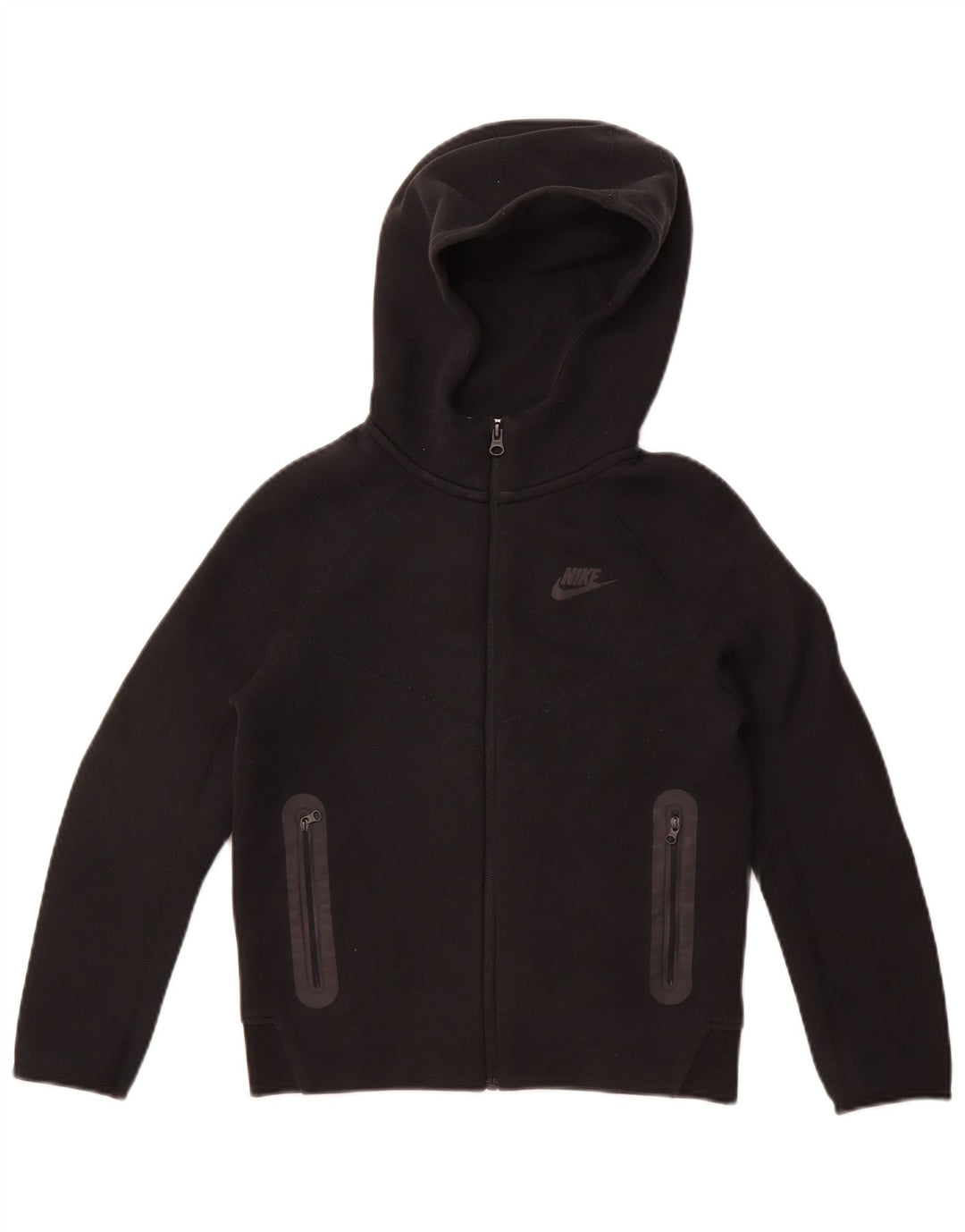 Felpa con cappuccio e zip Nike per ragazzi, 10-11 anni, cotone nero medio