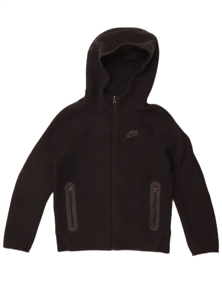 Felpa con cappuccio e zip Nike per ragazzi, 10-11 anni, cotone nero medio