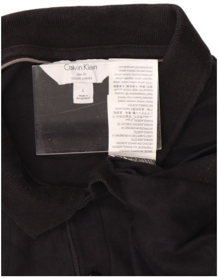 CALVIN KLEIN Polo da uomo slim fit grande in cotone nero
