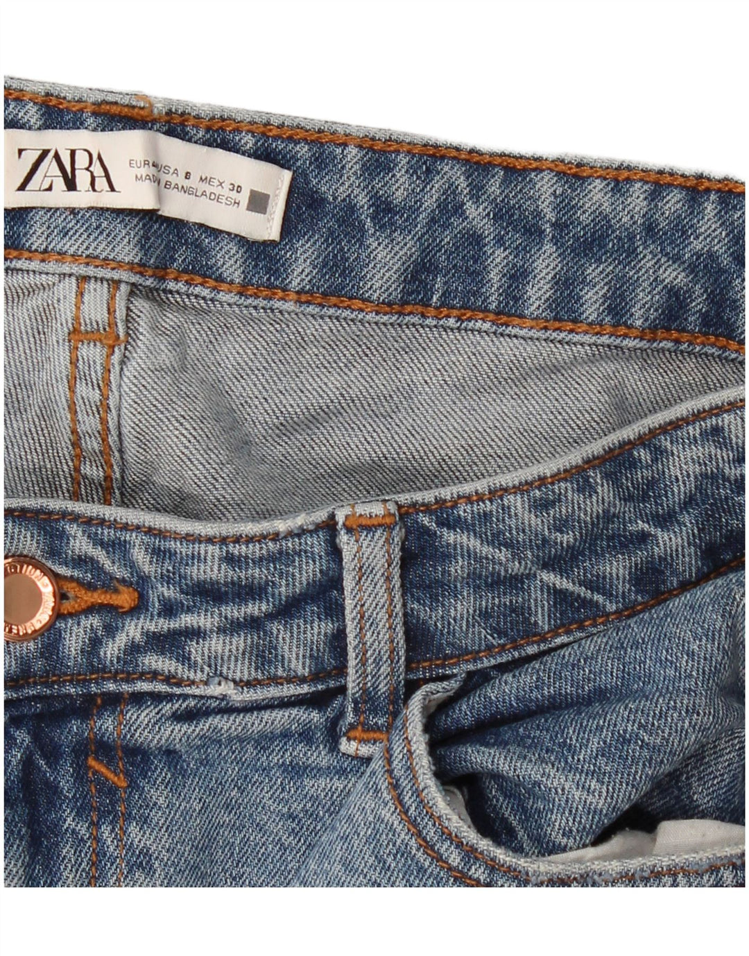 Jeans slim effetto consumato ZARA da donna EU 40 medio W30 L27 blu