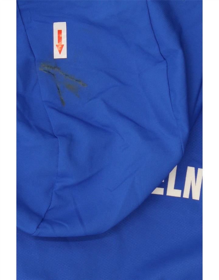 Giacca sportiva da uomo con cappuccio grafico Adidas, giacca in poliestere blu medio