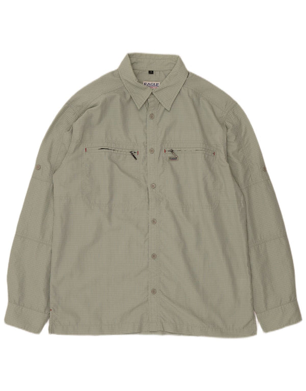 Camicia da uomo VINTAGE in poliammide a quadretti verde medio