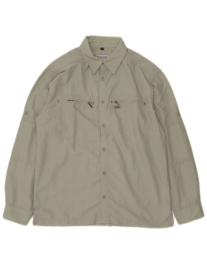 Camicia da uomo VINTAGE in poliammide a quadretti verde medio